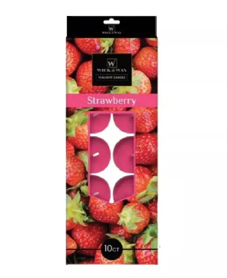 10 Pieces Strawberry Tealights Candles Highly Scented Bulk 2.5 Hours Burn Time