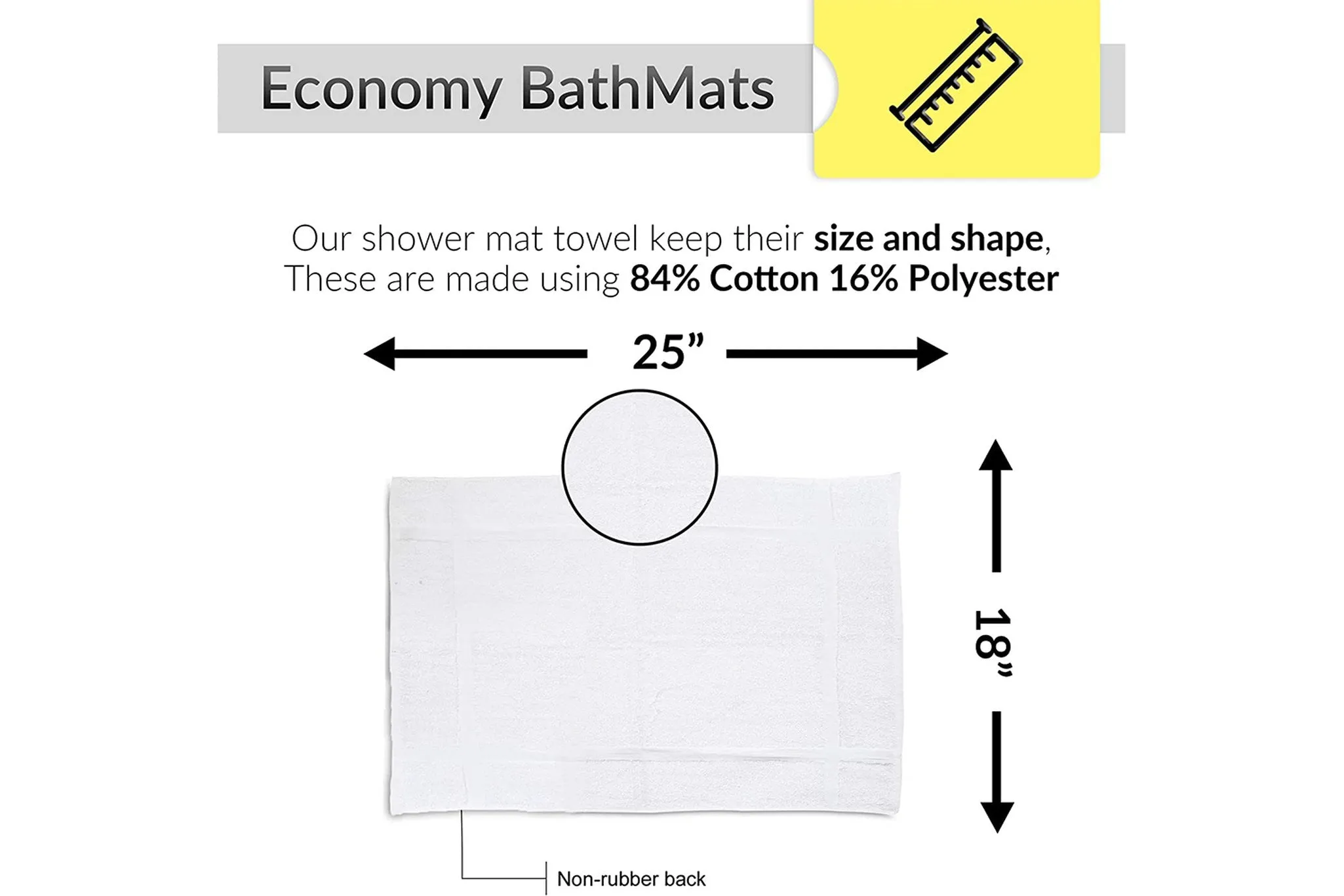 120 Pack New Cotton Blend Economy Bath Mats (White,18x25 inches) Light Weight Fast Drying Commercial Grade Bath Rugs