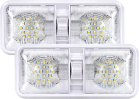 12V LED Double Dome Light, 2 Pack