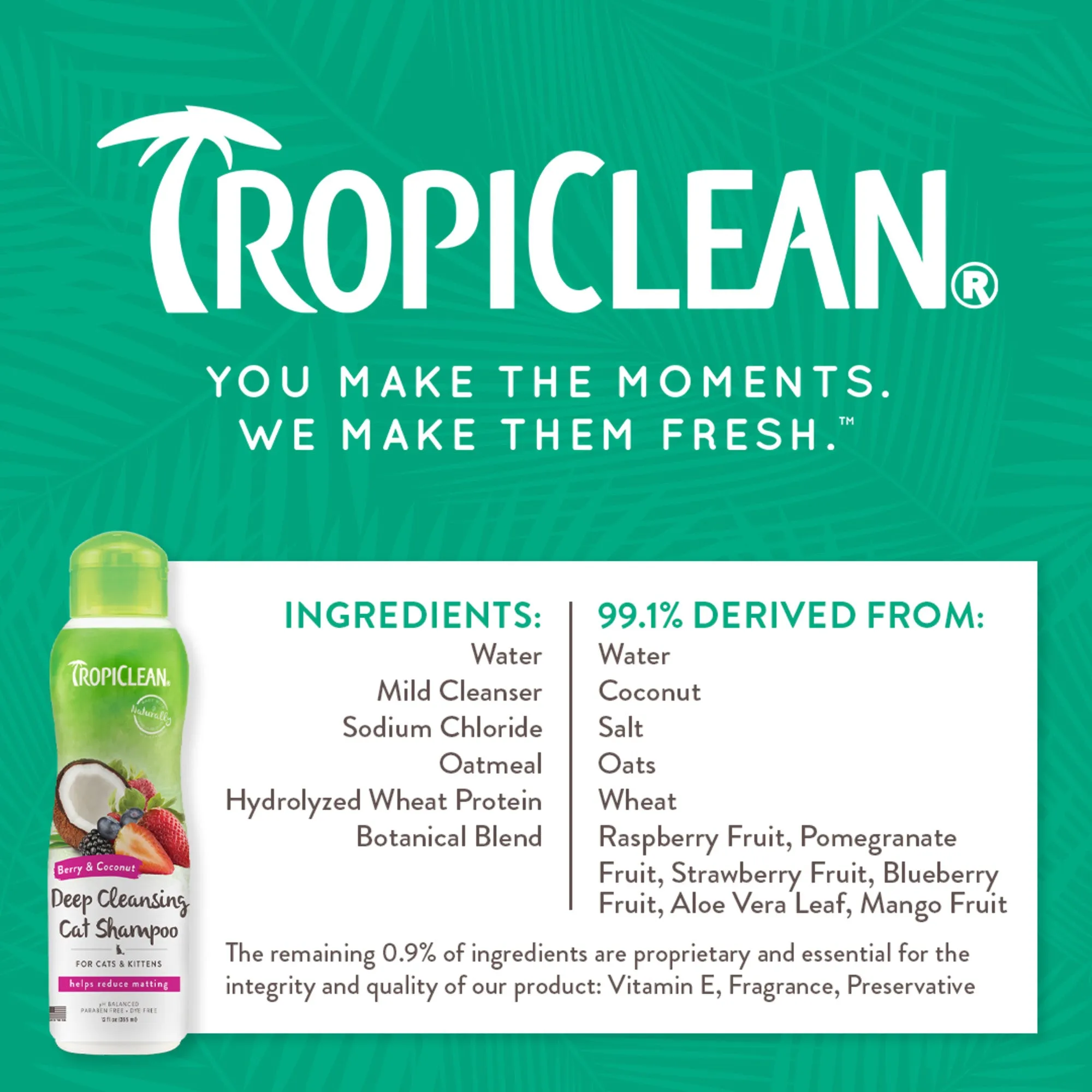 20% OFF: TropiClean Berry & Coconut Deep Cleansing Shampoo For Cats