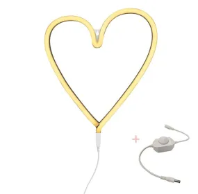 A Little Lovely Company Heart Neon Wall Light in Yellow