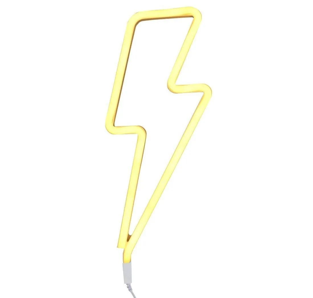 A Little Lovely Company Lightening Bolt Neon Wall Light in Yellow