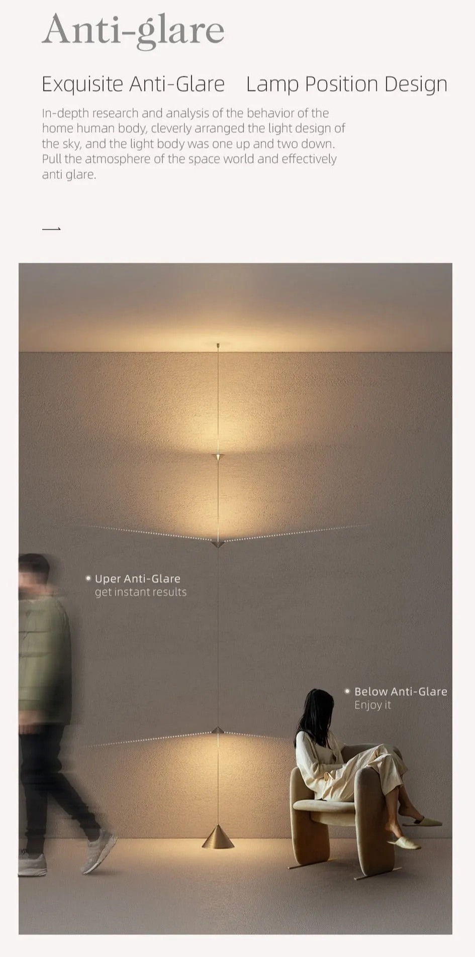 AiS Pyra - Led  Floor Lamp Long Strip Hourglass Shape Anti-glare
