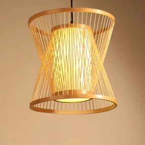 ANKUR SYLO NATURAL BAMBOO CANE AND FABRIC PENDANT LIGHT