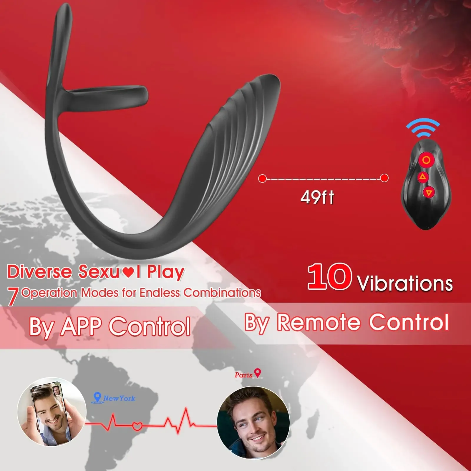 App-Controlled Prostate Massager with Cock Ring and Anal Plug