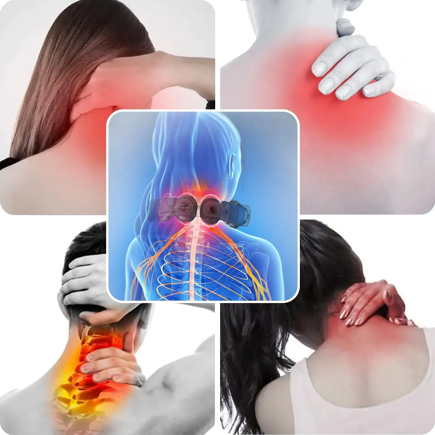 Asinhe Neck Massager with Heat for Neck Pain Relief and Tension, Electric Intelligent Massager with 3 Massage Pads, Elderly-Friendly Design, Gift Packaging