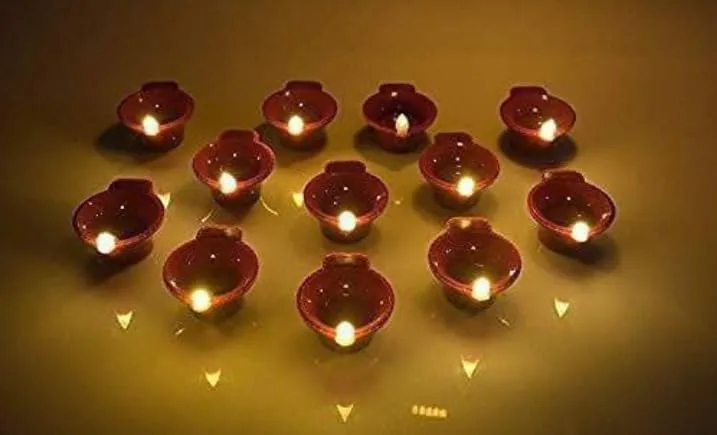 asmafashion Water Sensor Led Diyas Candle with Water Sensing Technology E-Diya, Warm Orange Ambient Lights, Battery Operated Led Candles for Home Decor, Festivals Decoration (Pack of 12)