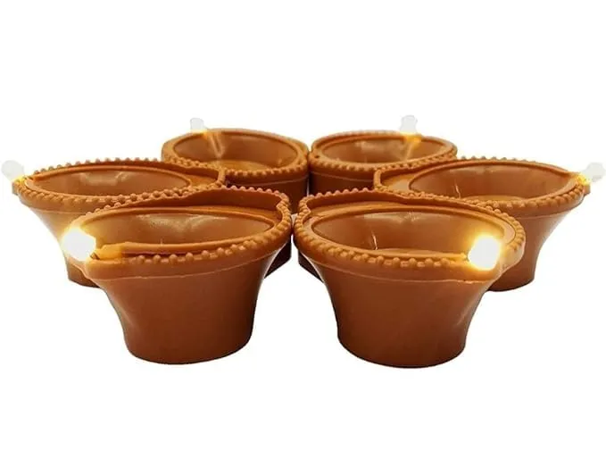 asmafashion Water Sensor Led Diyas Candle with Water Sensing Technology E-Diya, Warm Orange Ambient Lights, Battery Operated Led Candles for Home Decor, Festivals Decoration (Pack of 12)
