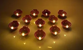 asmafashion Water Sensor Led Diyas Candle with Water Sensing Technology E-Diya, Warm Orange Ambient Lights, Battery Operated Led Candles for Home Decor, Festivals Decoration (Pack of 12)