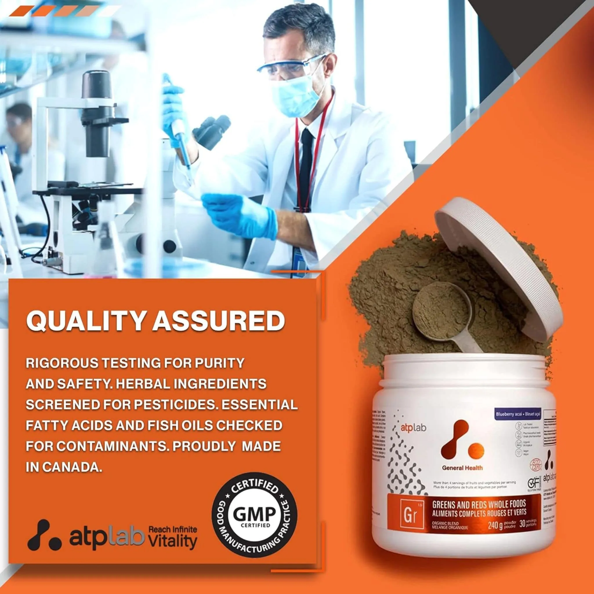 ATP Lab Greens & Reds Whole Foods Powder, 240g