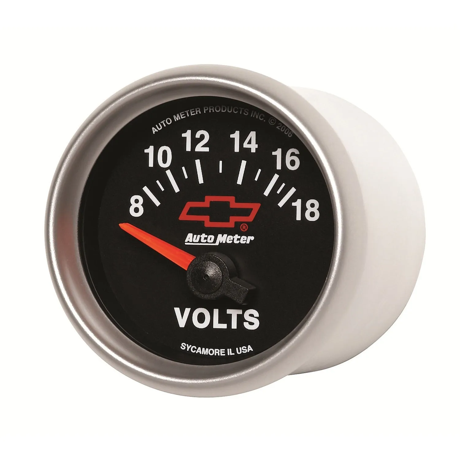 AutoMeter 3692-00406 GAUGE; VOLTMETER; 2 1/16in.; 18V; ELECTRIC; CHEVY RED BOWTIE; BLACK