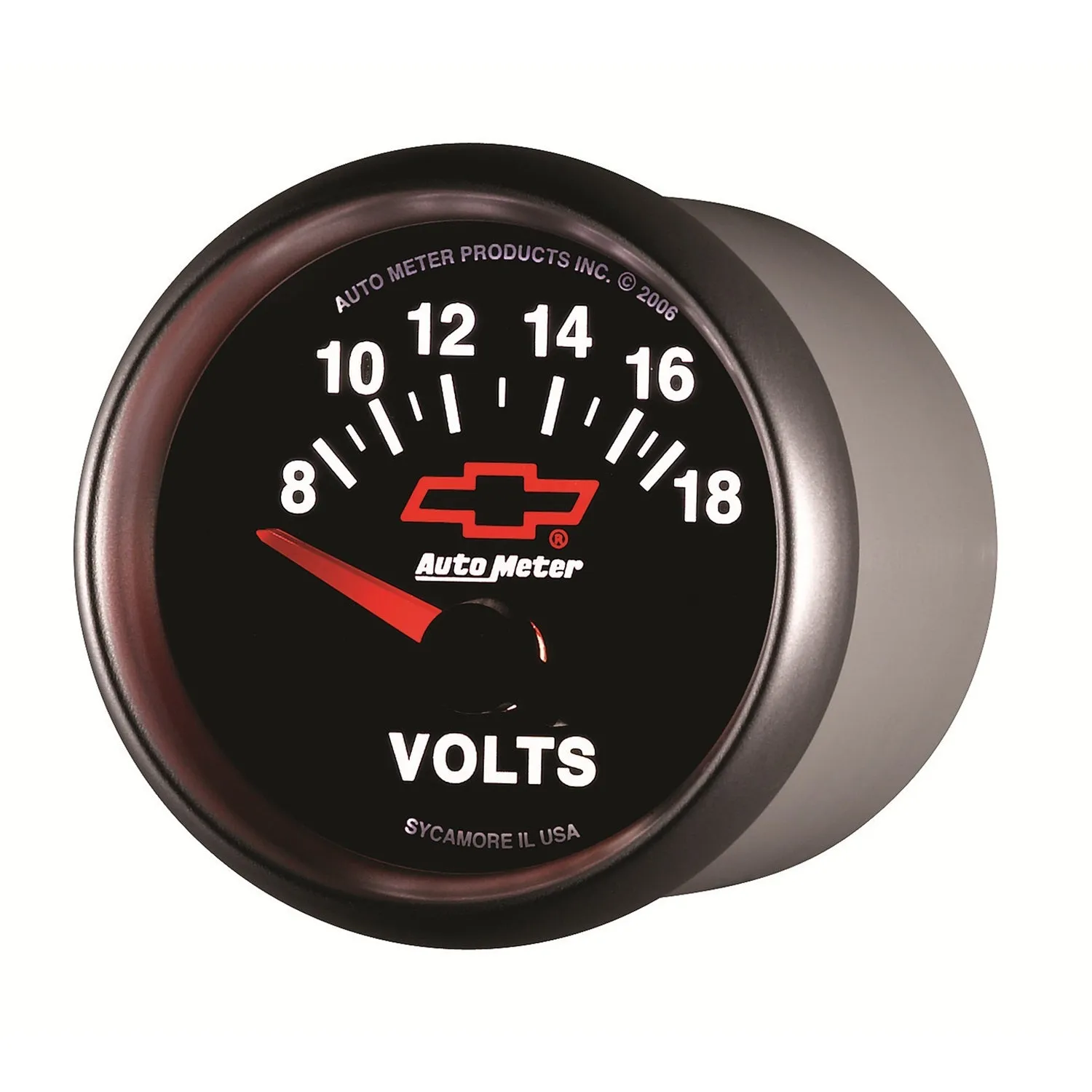 AutoMeter 3692-00406 GAUGE; VOLTMETER; 2 1/16in.; 18V; ELECTRIC; CHEVY RED BOWTIE; BLACK