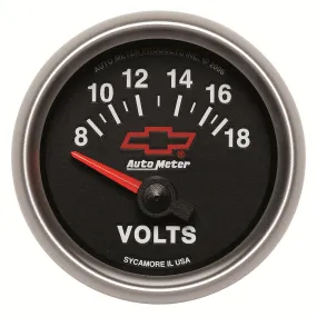 AutoMeter 3692-00406 GAUGE; VOLTMETER; 2 1/16in.; 18V; ELECTRIC; CHEVY RED BOWTIE; BLACK