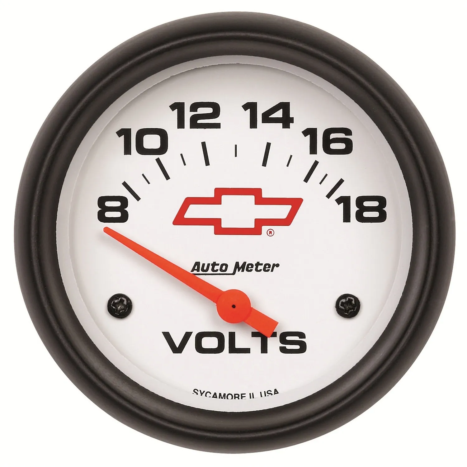 AutoMeter 5891-00406 GAUGE; VOLTMETER; 2 5/8in.; 18V; ELECTRIC; CHEVY RED BOWTIE; WHITE