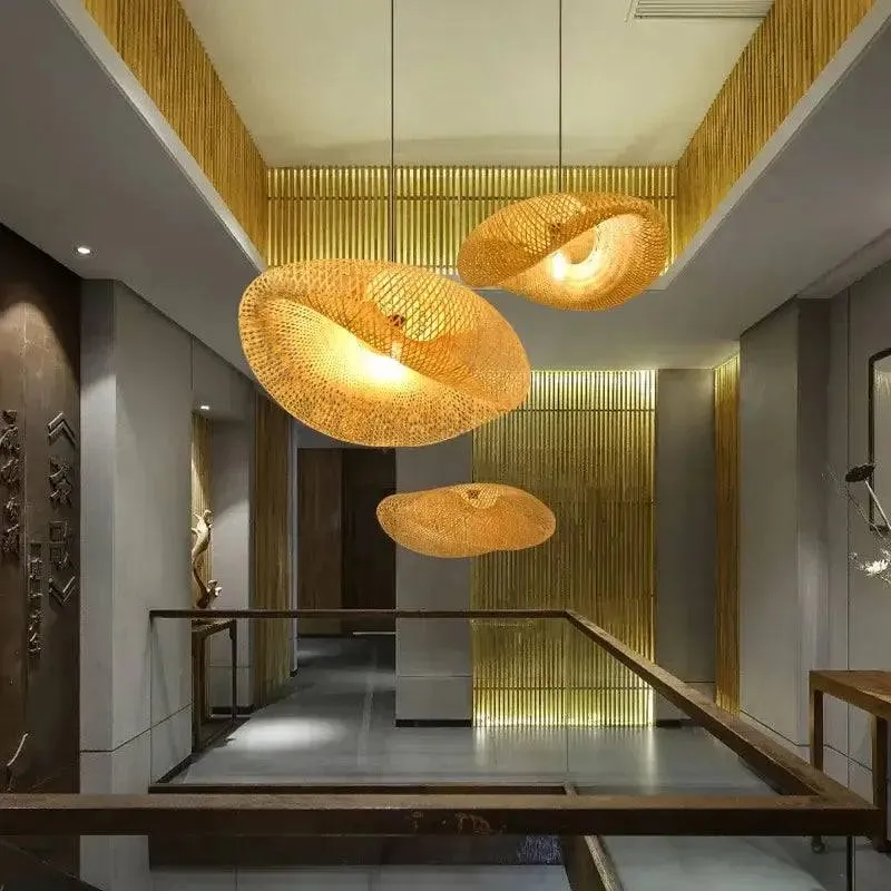 Bamboo LED Pendant Light - Handcrafted Boho Chandelier