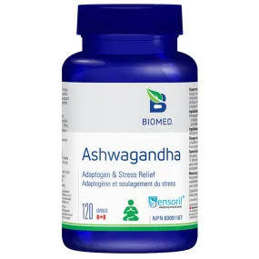 Biomed Ashwagandha 125mg, Sensoril Ashwagandha, Adaptogen and Stress Relief, 120 Capsules