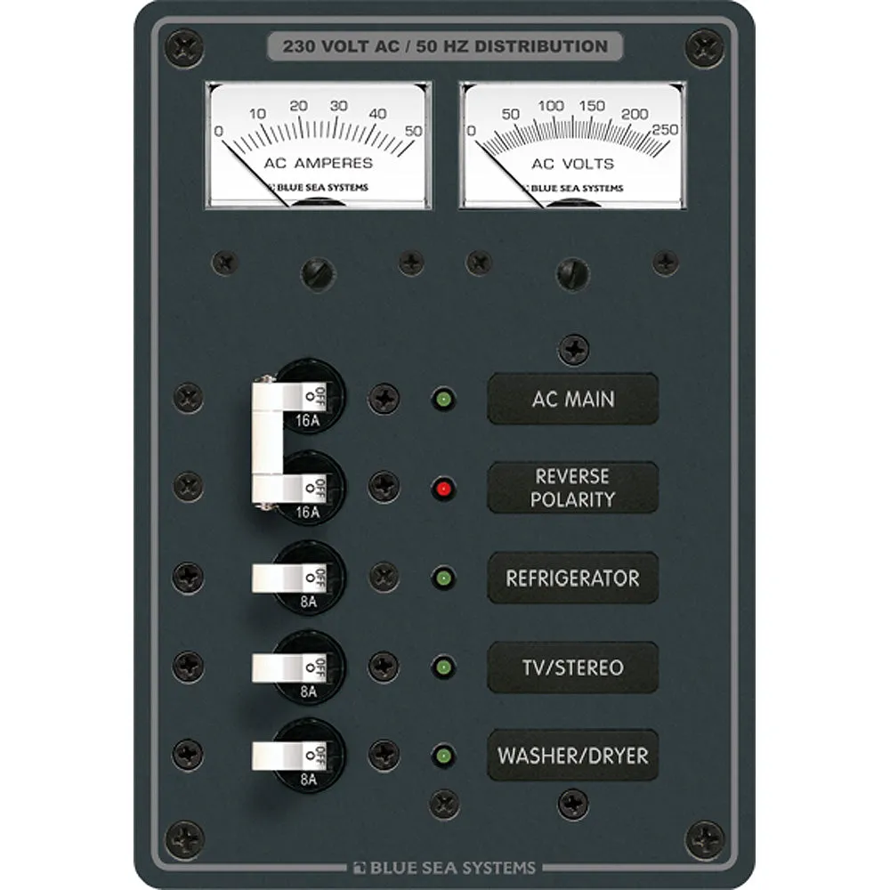 Blue Sea 8509 AC Main   Branch A-Series Toggle Circuit Breaker Panel (230V) - Main   3 Position