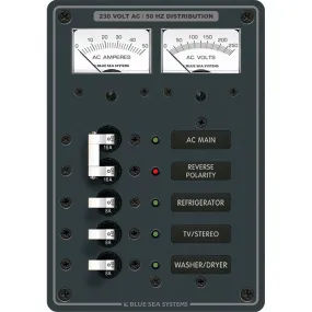 Blue Sea 8509 AC Main   Branch A-Series Toggle Circuit Breaker Panel (230V) - Main   3 Position