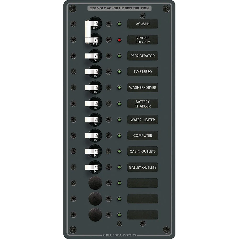 Blue Sea 8585 Breaker Panel - AC Main   11 Positions (European) - White