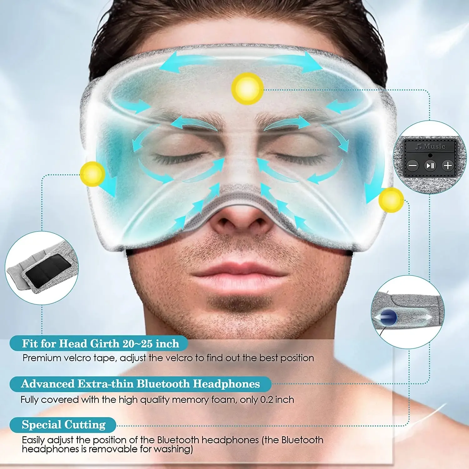 Bluetooth Sleep Mask with White Noise & Headphones