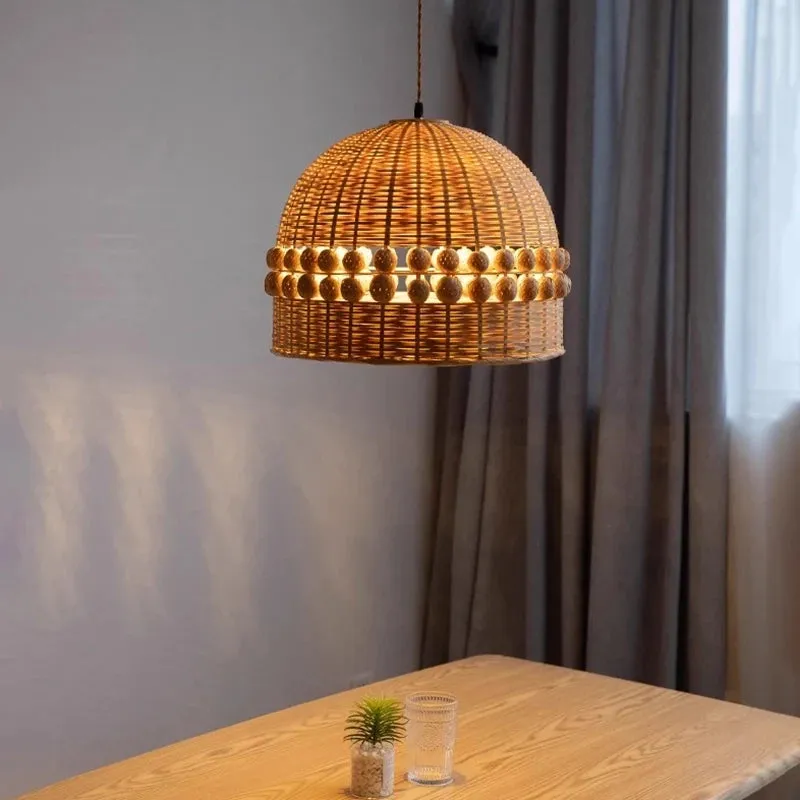 Bohemian Creative Bamboo Woven Pendant Hanging Lighting or Living Room & Dining Spaces