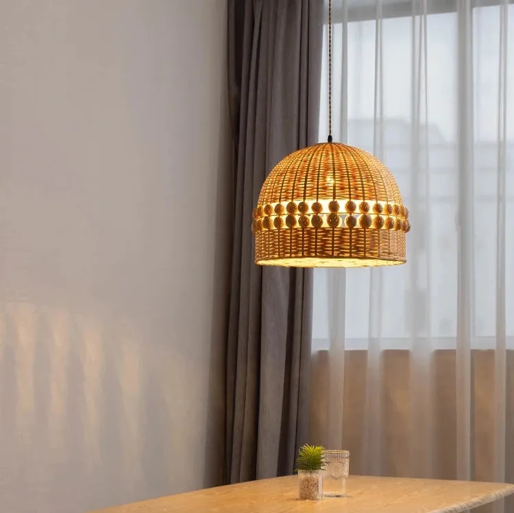 Bohemian Creative Bamboo Woven Pendant Hanging Lighting or Living Room & Dining Spaces