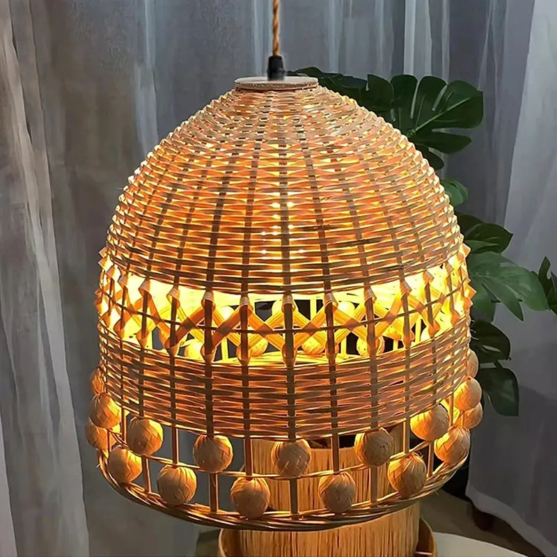Bohemian Creative Bamboo Woven Pendant Hanging Lighting or Living Room & Dining Spaces