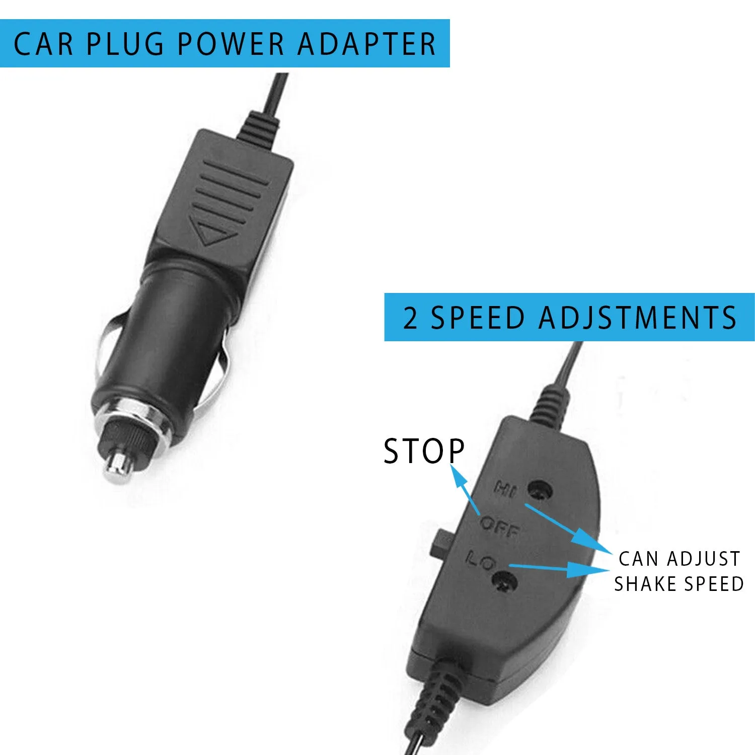 Car Seat Back Rest Lumbar Support 12V Vibrating Electrical Massager Cushion Pillow - 2 Speed Modes, Black, 1 Piece