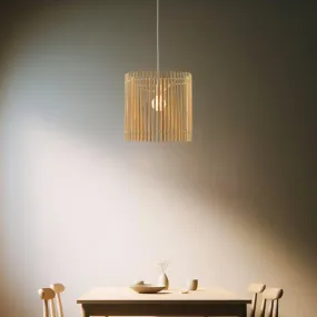 Clara Boho Bamboo Pendant Light, Iron Base - Natural, PL0286