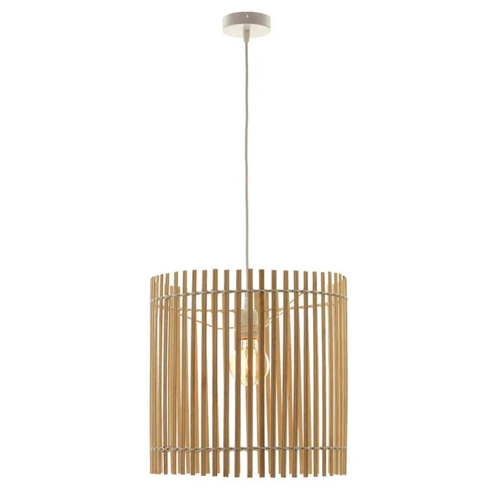 Clara Boho Bamboo Pendant Light, Iron Base - Natural, PL0286
