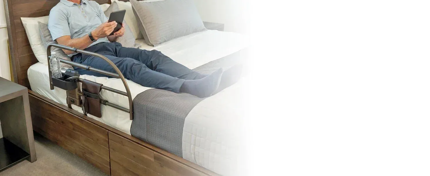 Click Extendable Bed Rail, Removable Bed Handle for Elderly, Safe and Easy to Use Adjustable Assist Rail for Seniors, Prevents F