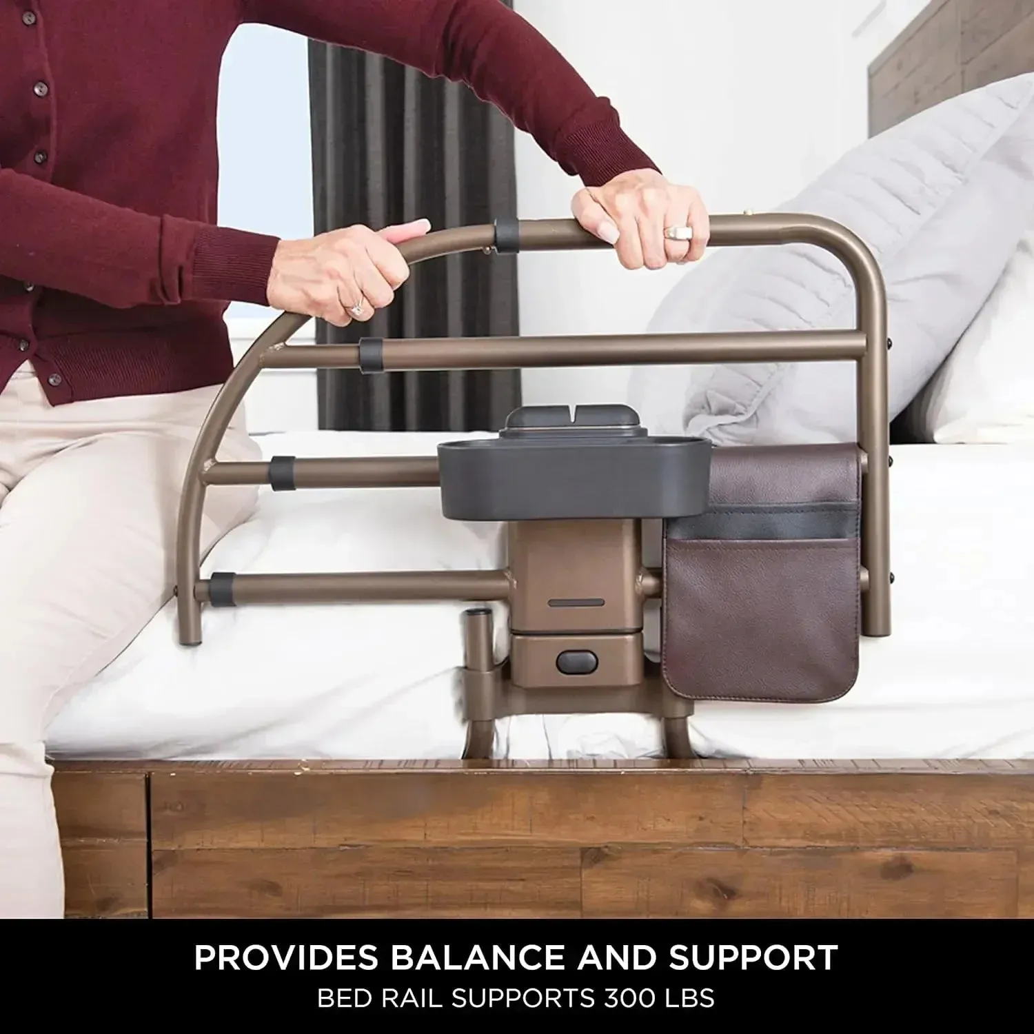 Click Extendable Bed Rail, Removable Bed Handle for Elderly, Safe and Easy to Use Adjustable Assist Rail for Seniors, Prevents F