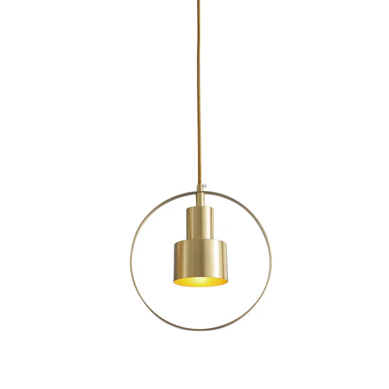 Colonial Brass 2-Tier Tube Down Lighting Pendant Lamp Kit - 1-Light, Metallic Finish with Hanging Ring