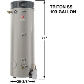 Commercial Triton Premium Heavy Duty High Eff 100 Gal. 250K BTU ULN Natural Gas ASME Power Direct Vent Tank Water Heater