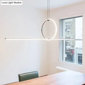 Contemporary Metal LED Hanging Pendant Light for Offices - Black
