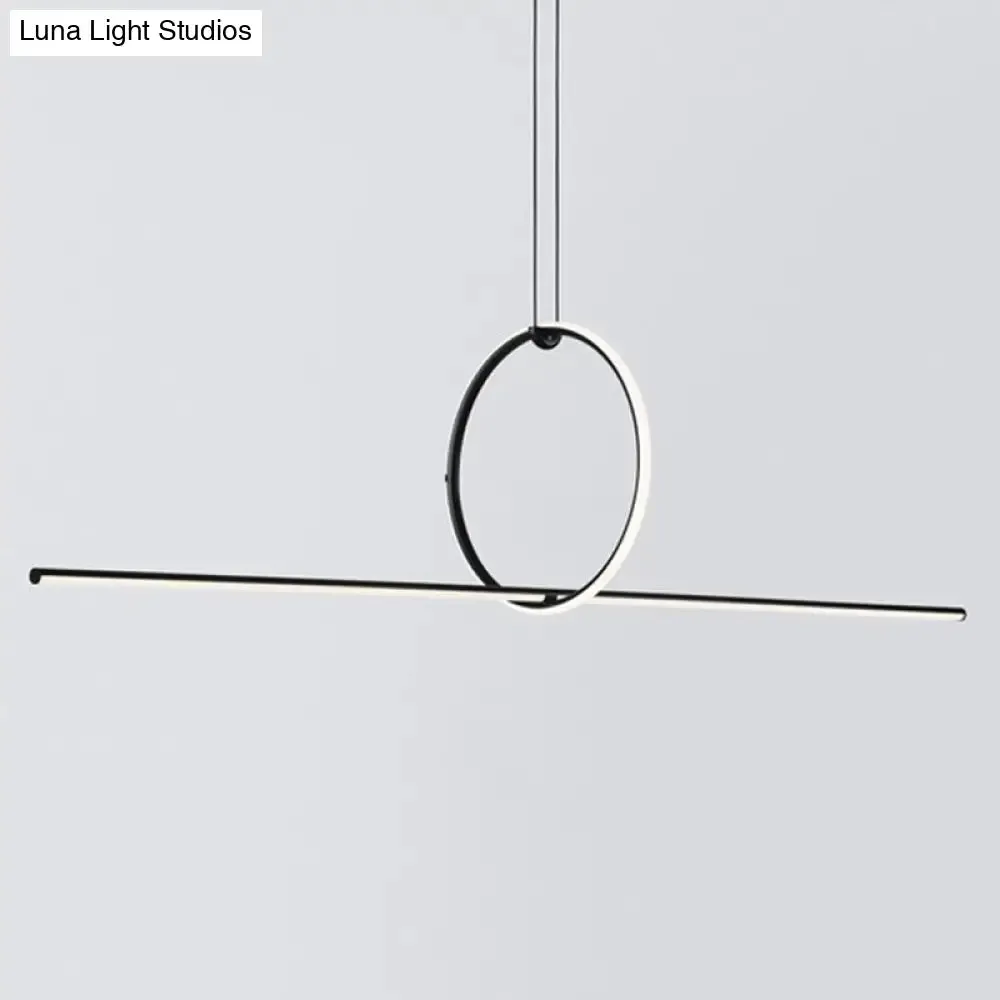 Contemporary Metal LED Hanging Pendant Light for Offices - Black
