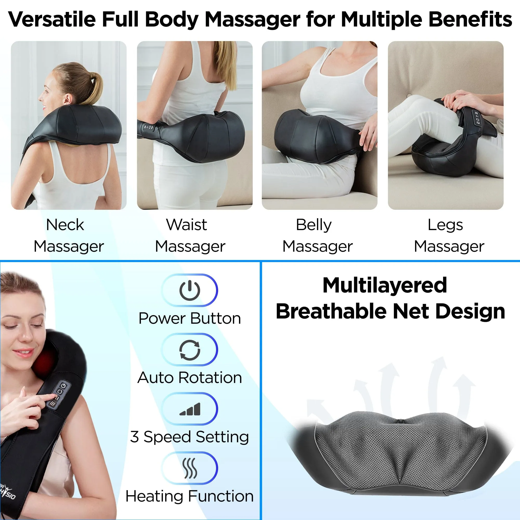 Dr Physio USA Shiatsu Neck and Shoulder Massager Machine 1013
