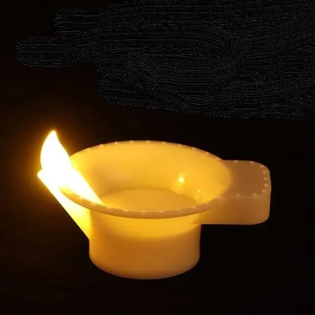 Dwarakesh Enterprises® Pack of 12 Battery Powered high brigh 7.5 cm Size Reflective Wax White Colored flameless Ambient Romantic Yellow e-Led Tea Light Candles with Big Transparent flammen Wick