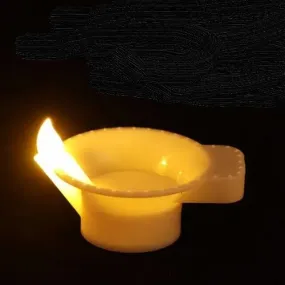 Dwarakesh Enterprises® Pack of 12 Battery Powered high brigh 7.5 cm Size Reflective Wax White Colored flameless Ambient Romantic Yellow e-Led Tea Light Candles with Big Transparent flammen Wick