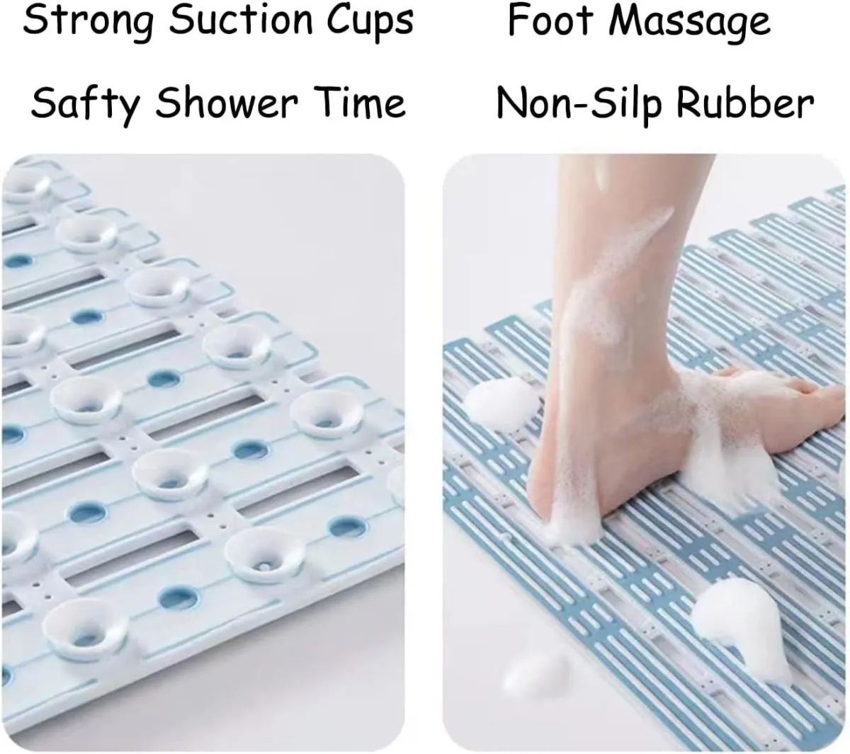 Eco-Friendly Non-Slip Bath/Shower Mat with Rapid Drainage - Ideal for Bathroom or Kitchen Floor (27" x 16"/68 x 40cm)