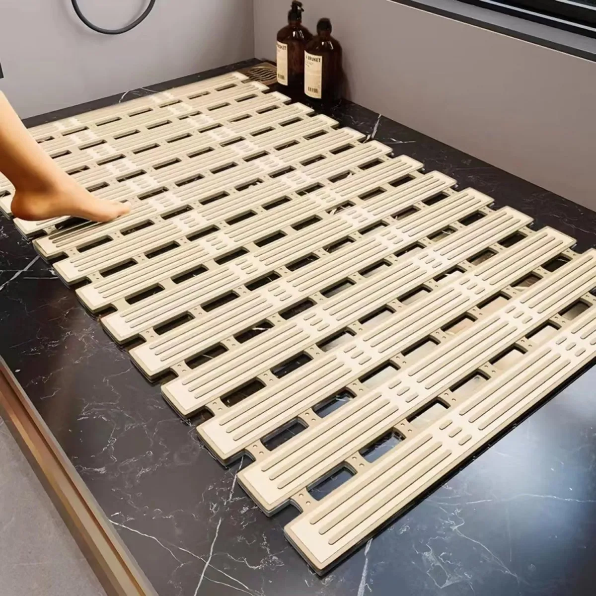 Eco-Friendly Non-Slip Bath/Shower Mat with Rapid Drainage - Ideal for Bathroom or Kitchen Floor (27" x 16"/68 x 40cm)