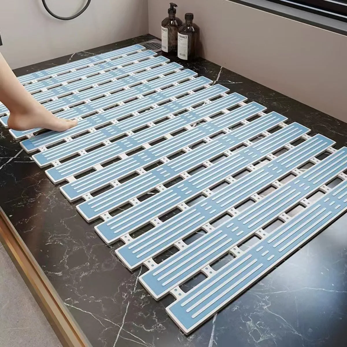 Eco-Friendly Non-Slip Bath/Shower Mat with Rapid Drainage - Ideal for Bathroom or Kitchen Floor (27" x 16"/68 x 40cm)