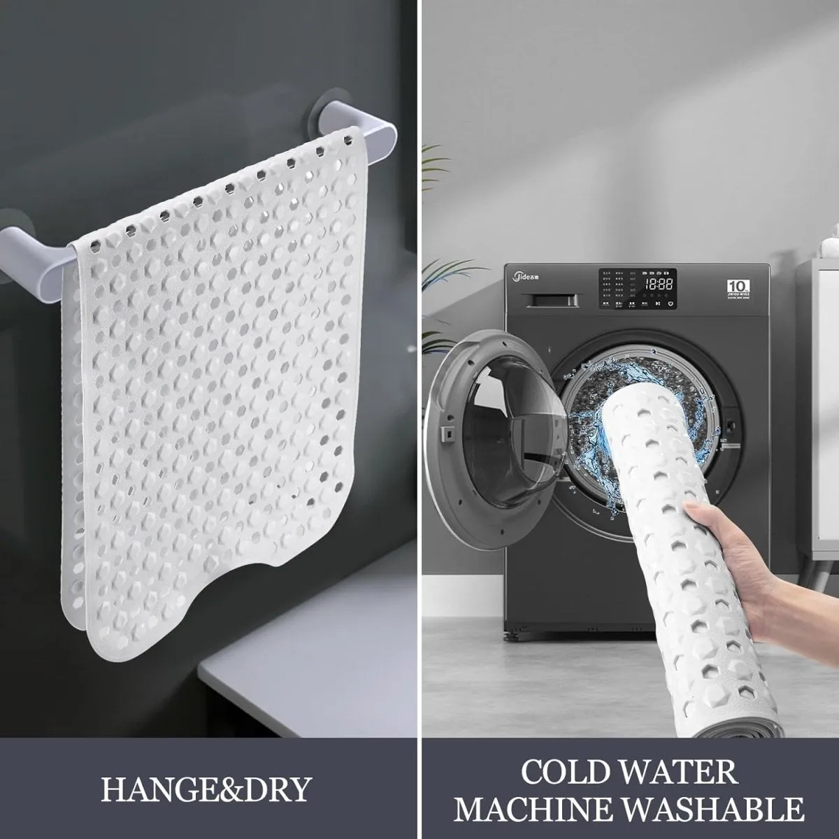 Extra Long Anti-Slip Bathtub Mat for Safety and Comfort – High Quality Vinyl Shower Mat with Strong Suction Cups, 100x40cm."