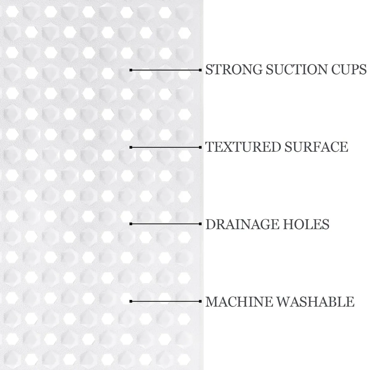 Extra Long Anti-Slip Bathtub Mat for Safety and Comfort – High Quality Vinyl Shower Mat with Strong Suction Cups, 100x40cm."
