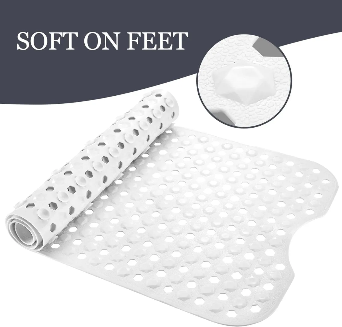 Extra Long Anti-Slip Bathtub Mat for Safety and Comfort – High Quality Vinyl Shower Mat with Strong Suction Cups, 100x40cm."