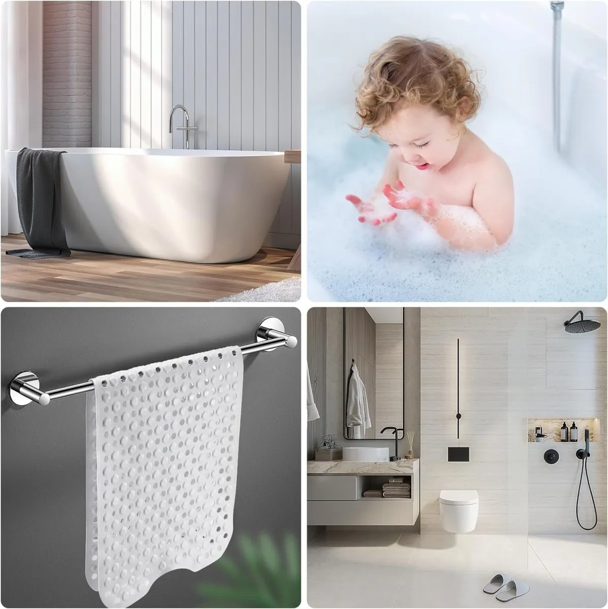 Extra Long Anti-Slip Bathtub Mat for Safety and Comfort – High Quality Vinyl Shower Mat with Strong Suction Cups, 100x40cm."
