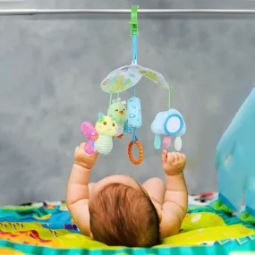 Flying Birds Clip-On Foldable Rotating Wind Chime Cot Mobile With Hanging Rattle Toys - Multicolour