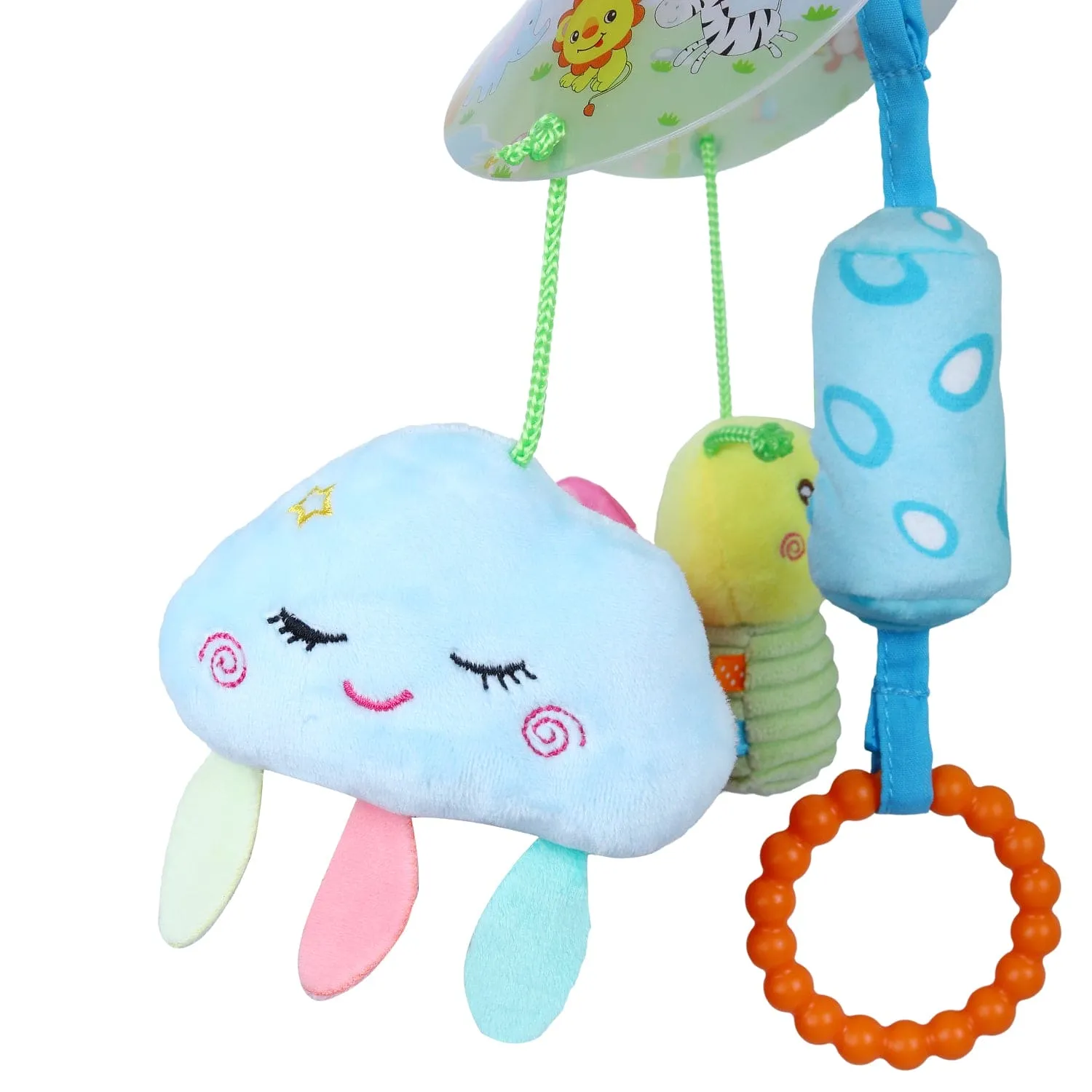 Flying Birds Clip-On Foldable Rotating Wind Chime Cot Mobile With Hanging Rattle Toys - Multicolour