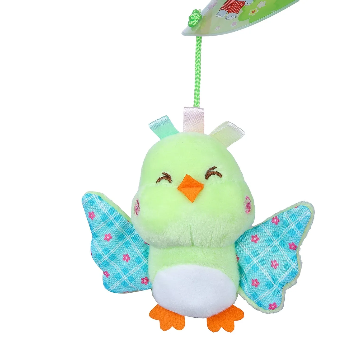 Flying Birds Clip-On Foldable Rotating Wind Chime Cot Mobile With Hanging Rattle Toys - Multicolour
