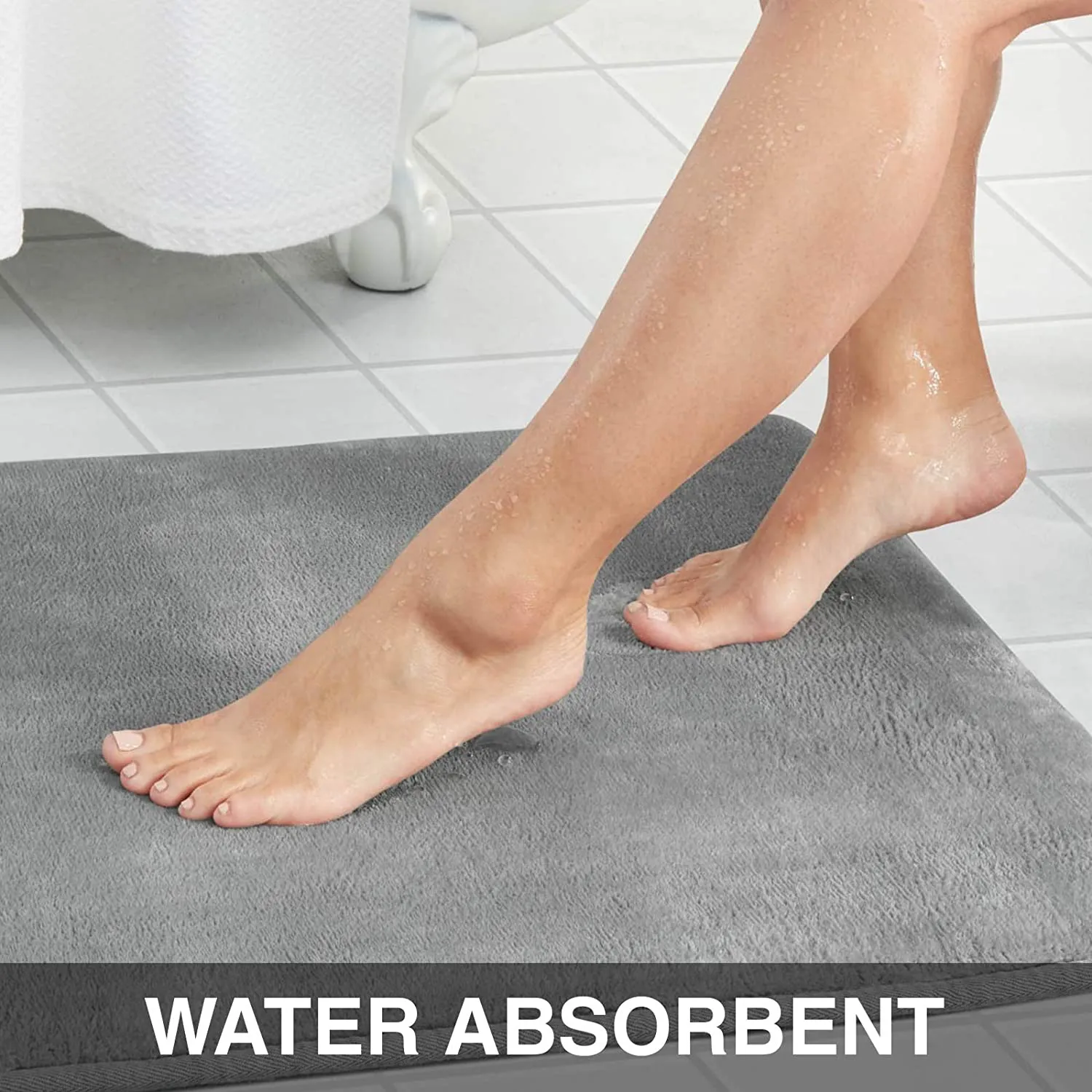 Genteele Memory Foam Bath Mat Non Slip Absorbent Super Cozy Velvet Bathroom Rug Carpet (60 inches X 17 inches, Peach)